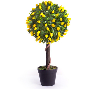 Best Artificial 2ft - 60cm Yellow Tulip Ball Tree