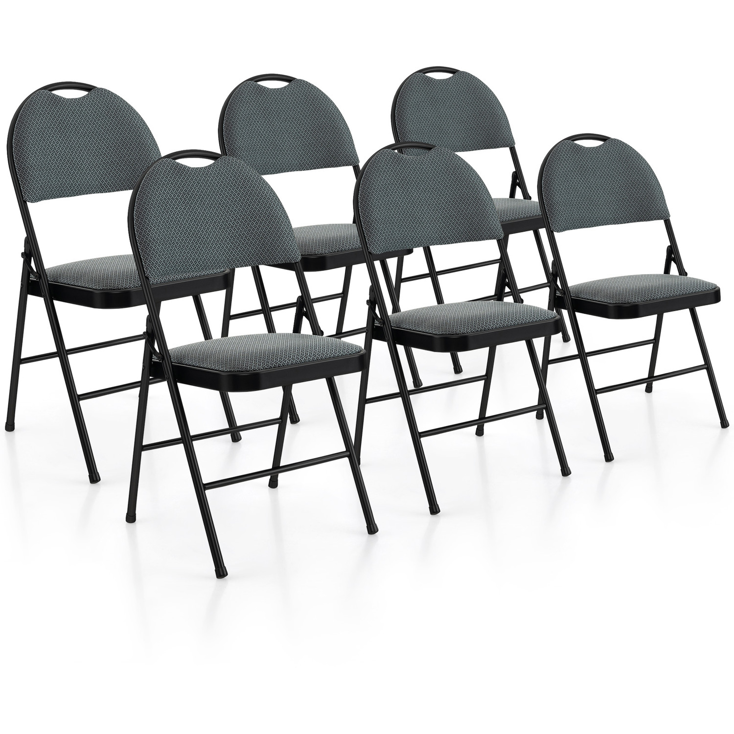 COSTWAY - 6-Piece Portable Folding Chair Set-Grey - Grey thumbnail