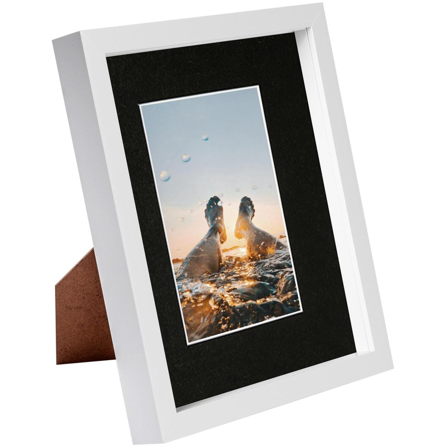 8x10" White 3D Box Photo Frame - 4x6" Mount - White/Black