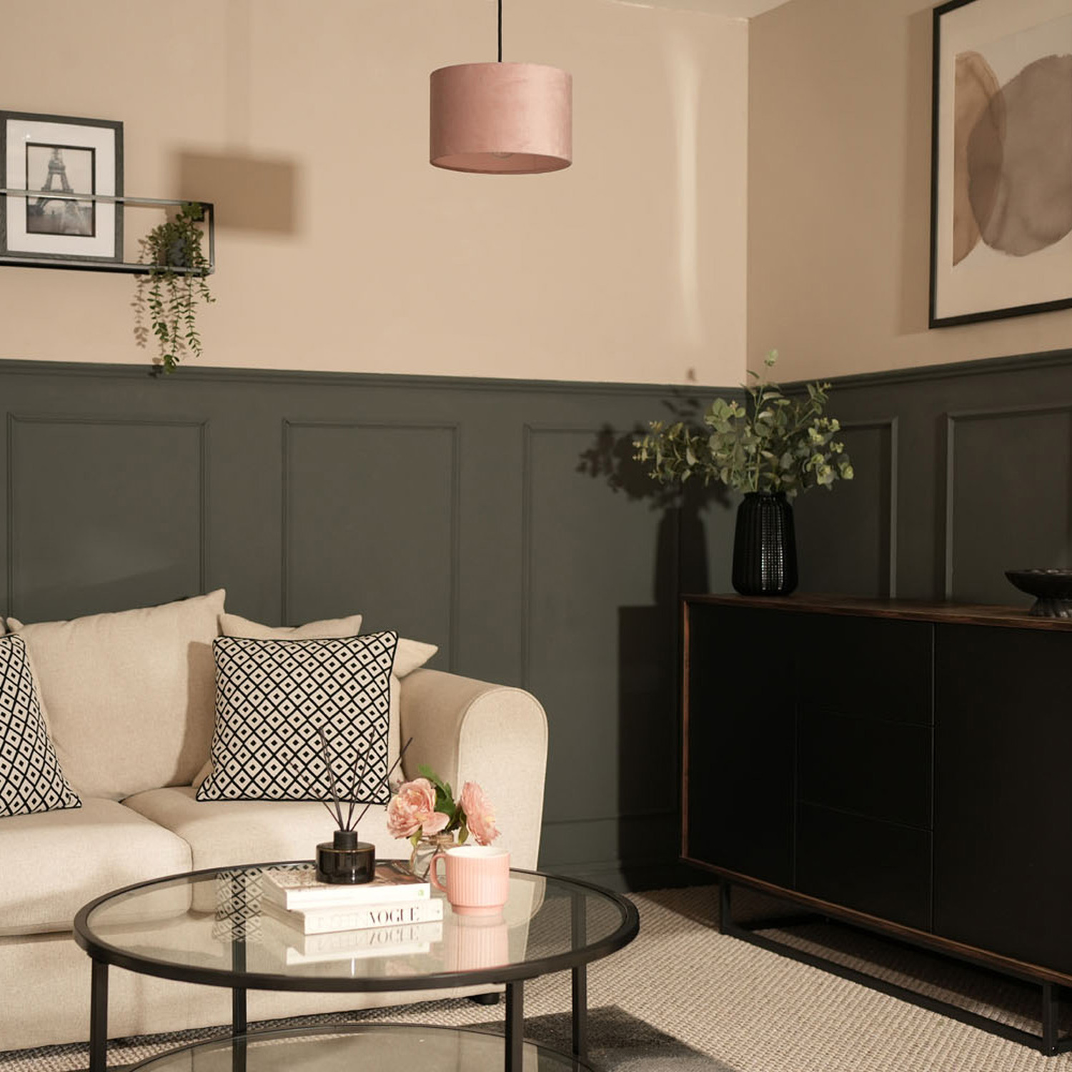 Image of Reni Small Velvet Ceiling Lampshade -&hellip;