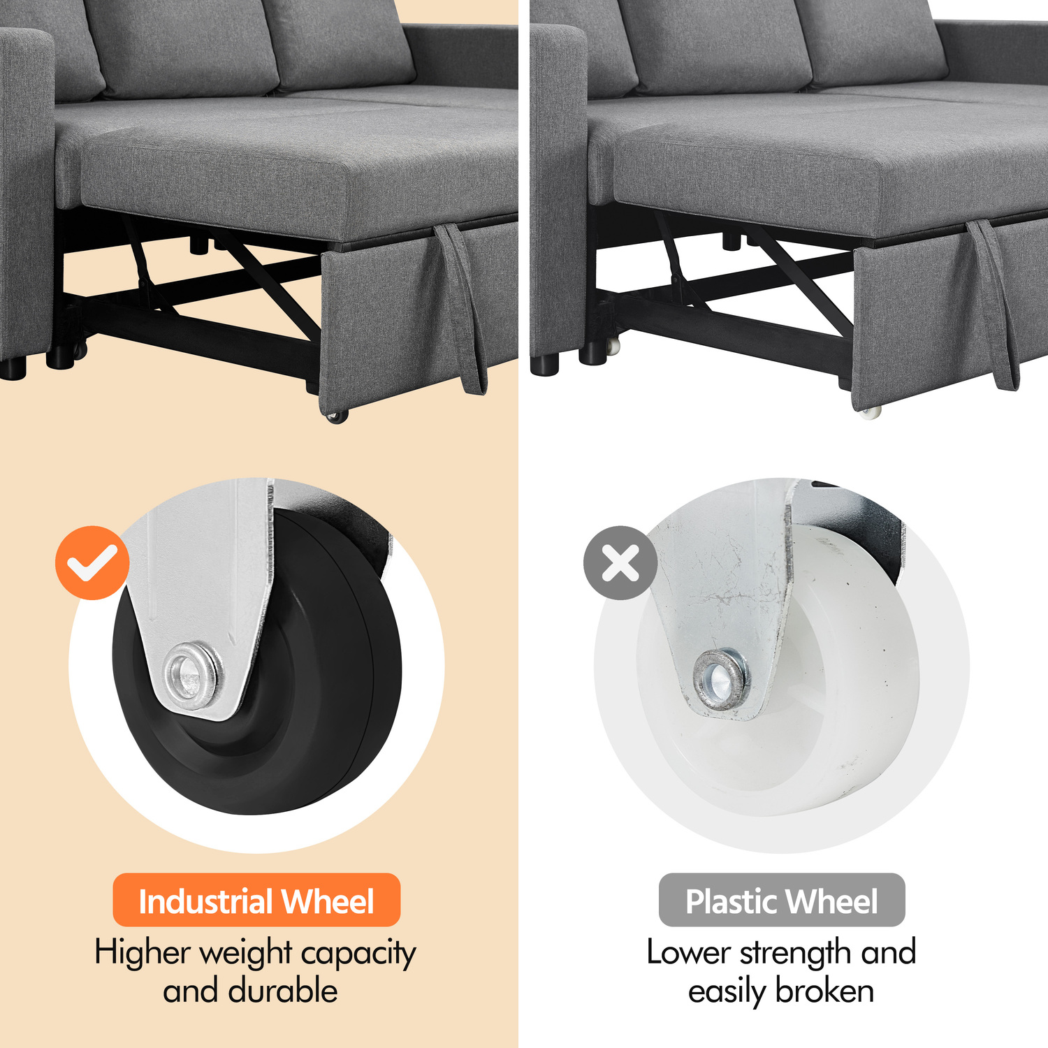 Yaheetech L-shaped Sofa Bed With Pull Out Storage - Light Grey