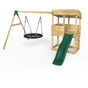 Brown / 223cm Wooden Lookout Tower Playhouse with 6ft Slide shot 5044304
