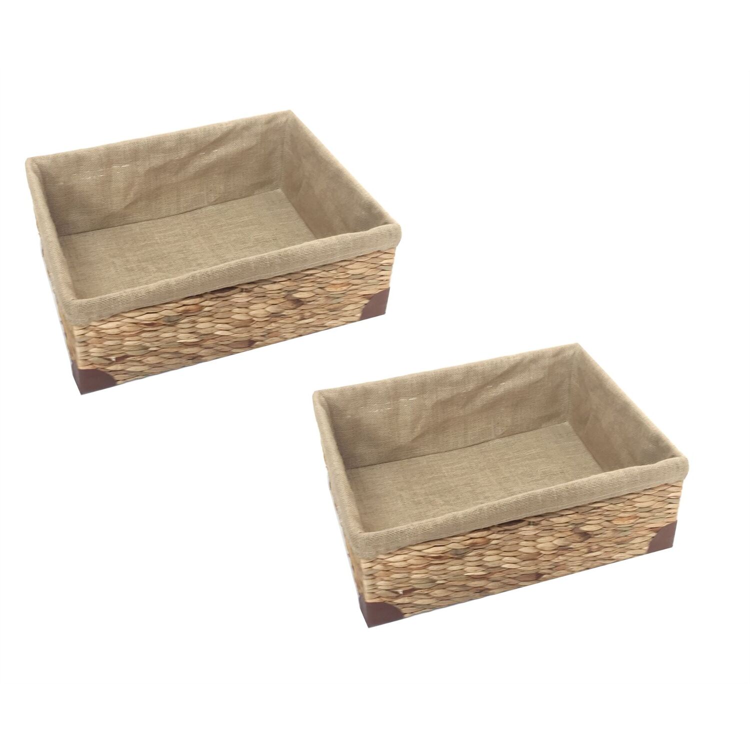 Image of Woven Water Hyacinth Rectangle Storage Basket&hellip;