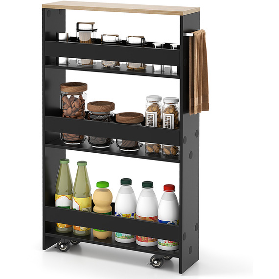 4-Tier Slim Storage Cart Mobile Serving Cart 