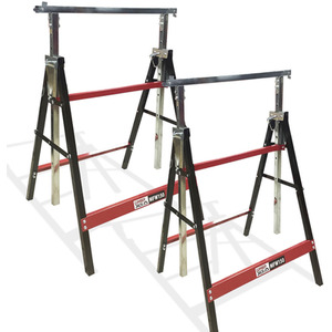 Lumberjack Pair Folding Work Horse Trestles Adjustable Height Stand 150kg