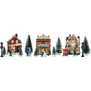 17 Piece LED Christmas Village Mini Scene