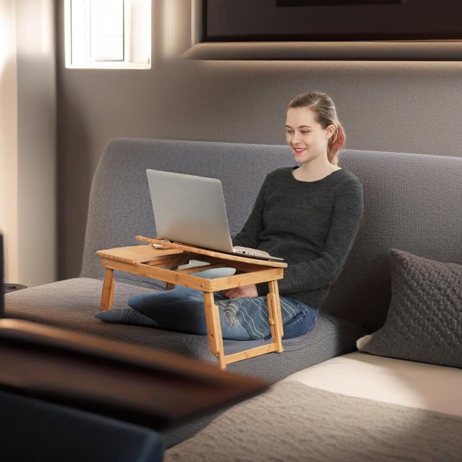 Bamboo Laptop Desk Stand with Tray