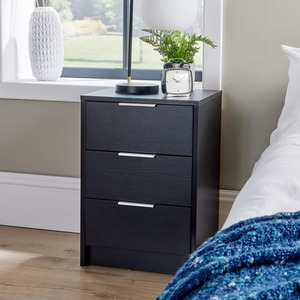Black Home Source Phoenix 3 Drawer Bedside  shot 6115020