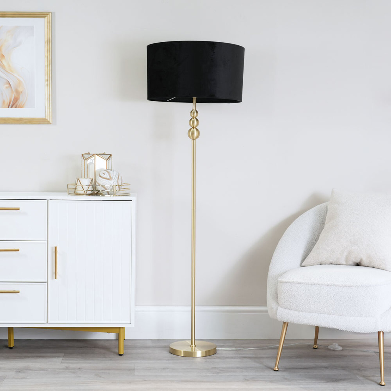 Image of Marissa Stacked Floor Lamp with Velvet&hellip;