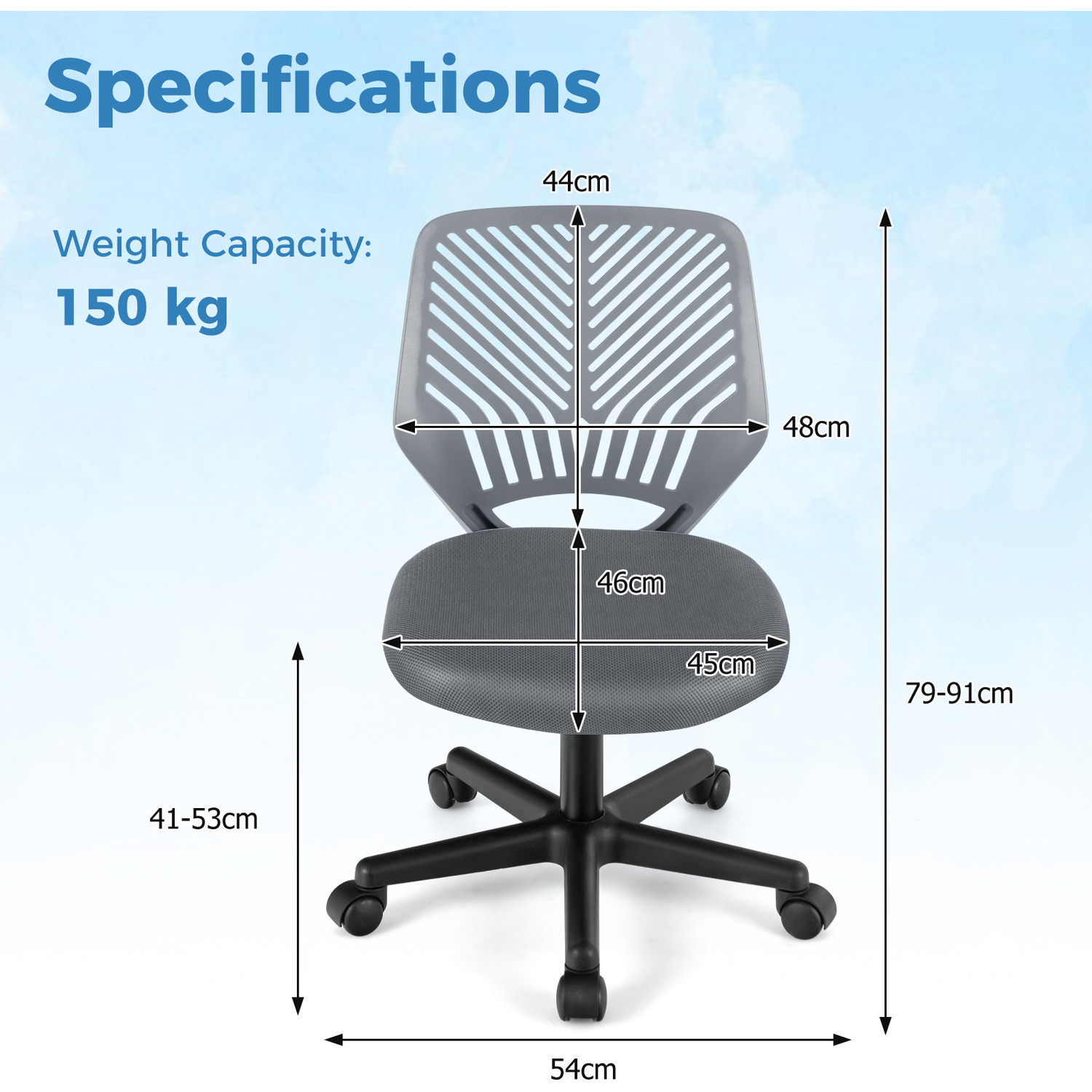 Kids Mesh Computer Chair - Grey