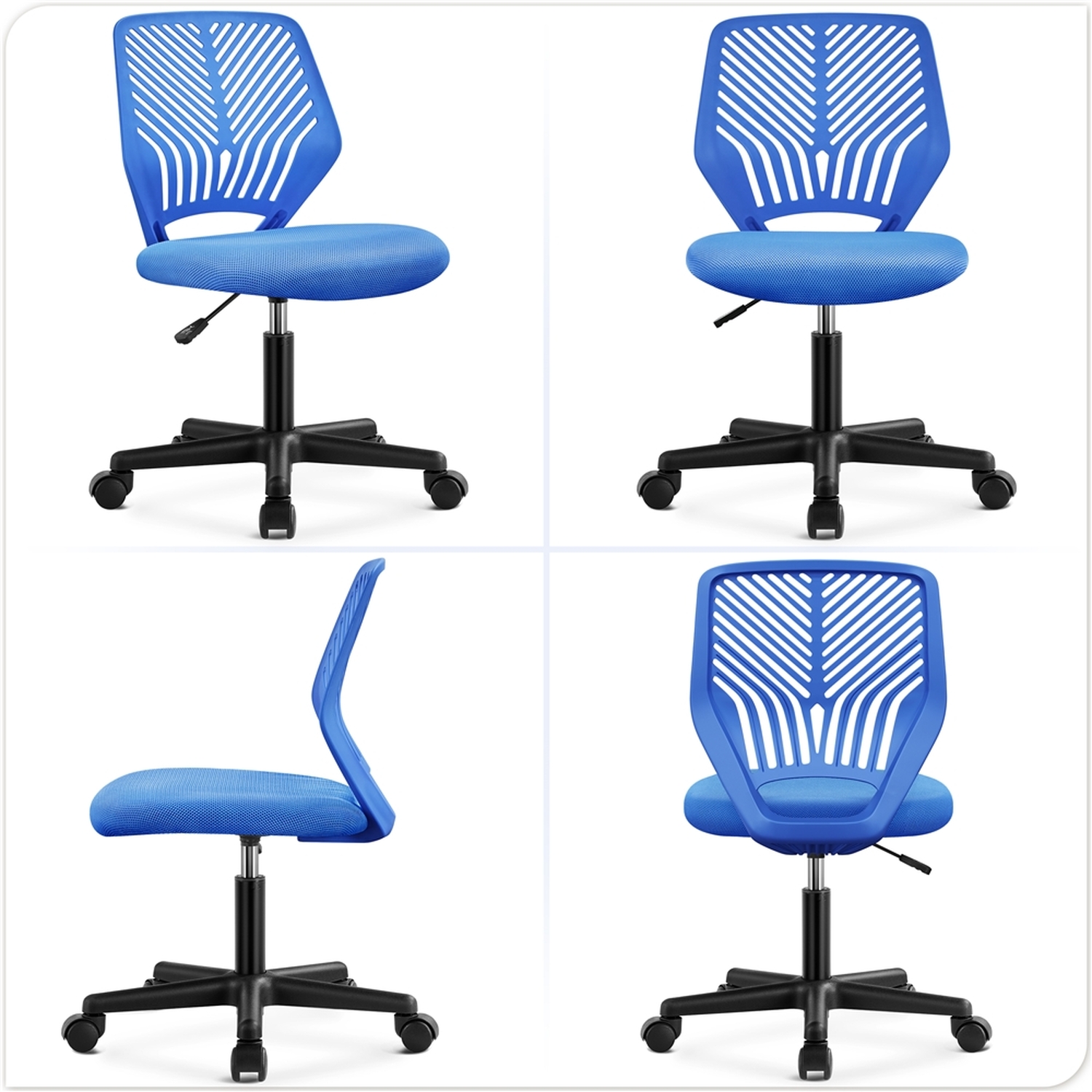Armless Adjustable Office Chair - Blue