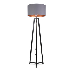 Lottie Wood Floor Lamp with Metallic Shade and LED Bulb
