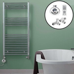 Bray Dual Fuel Thermostatic Heated Towel Rail, Straight, Chrome
