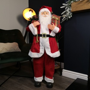 Standing Santa Claus Decoration with Present and Sack
