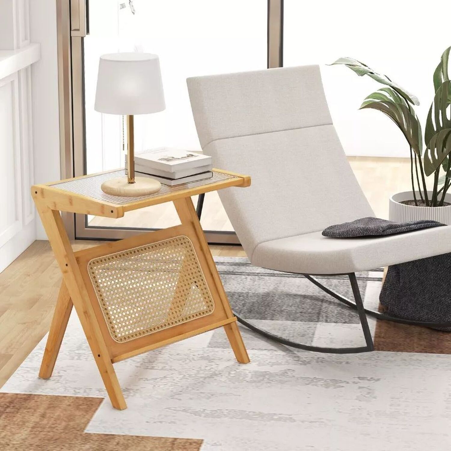 Bedside Table with Magazine Rack