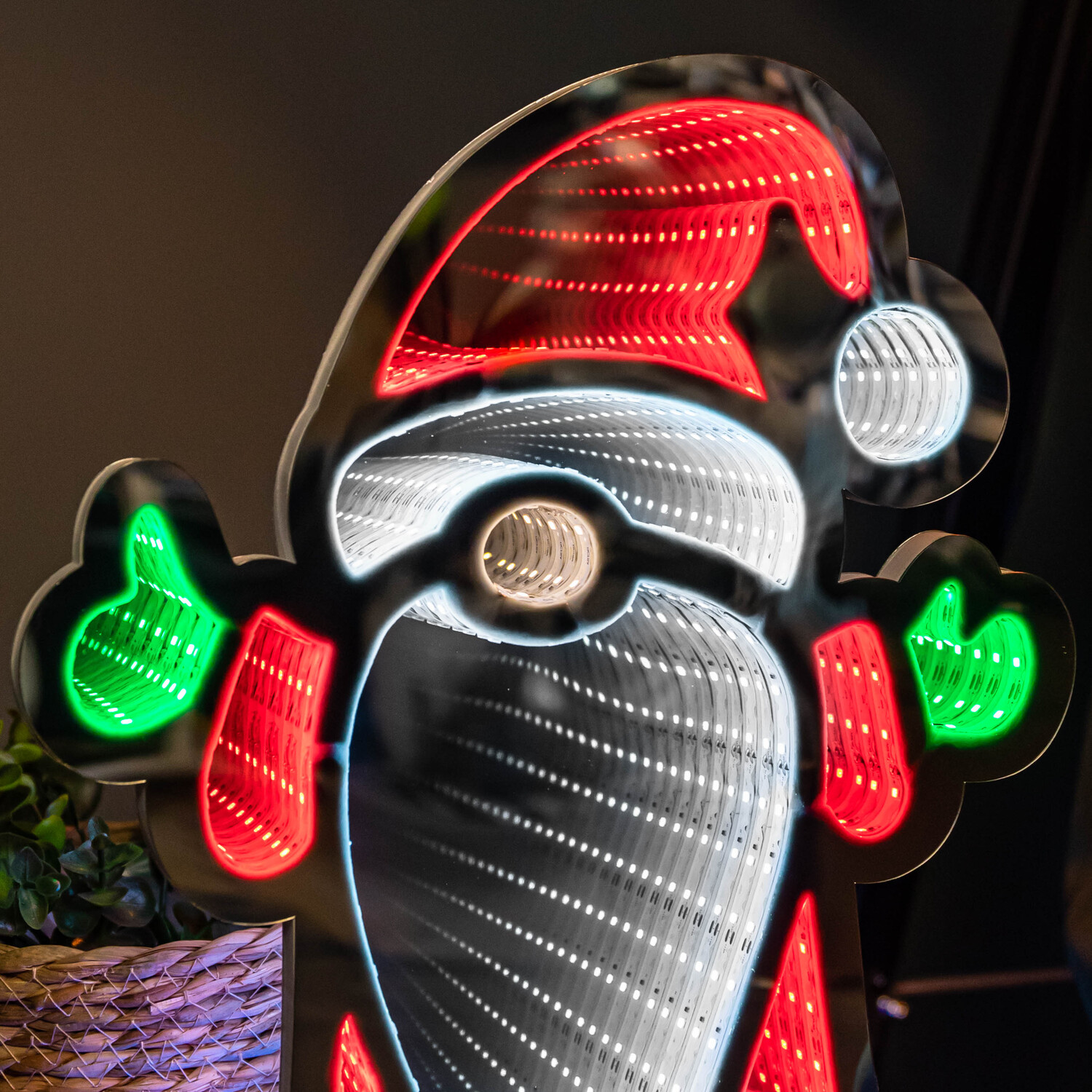 Infinity Christmas Santa with Metal Base and Multi-Coloured LEDs