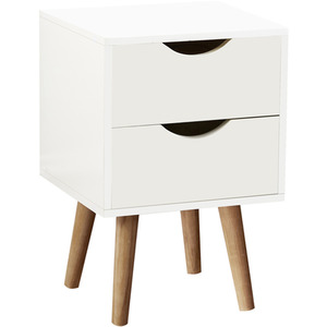 White Home Source Boden 2 Drawer Bedside Table Bedroom Storage Unit shot 7271989