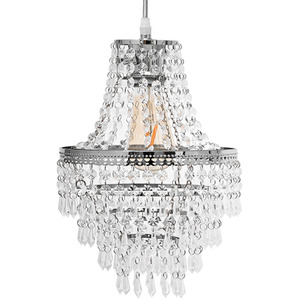 Acrylic Crystal Teardrop Pendant Ceiling Lightshade With Chrome Frame