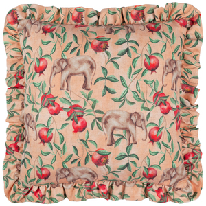 Okara Elephant Printed Ruffle Cushion Cover
