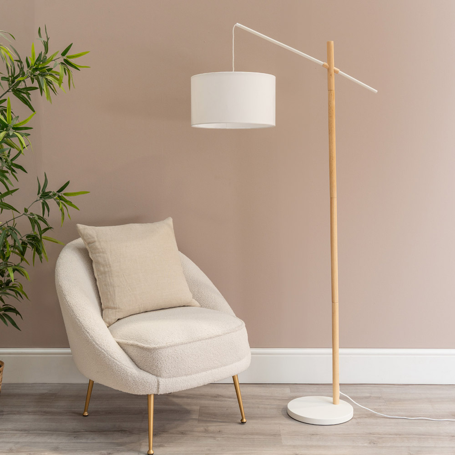 Image of Adrianna Wooden Hanging Floor Lamp with&hellip;