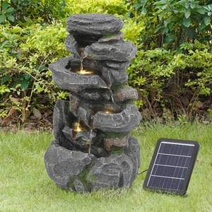 Livingandhome ZenRock Solar LED Moss Water Feature