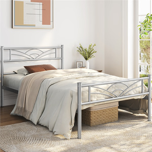 Silver / Single Metal Bed Frame with Cloud Design shot 7825236