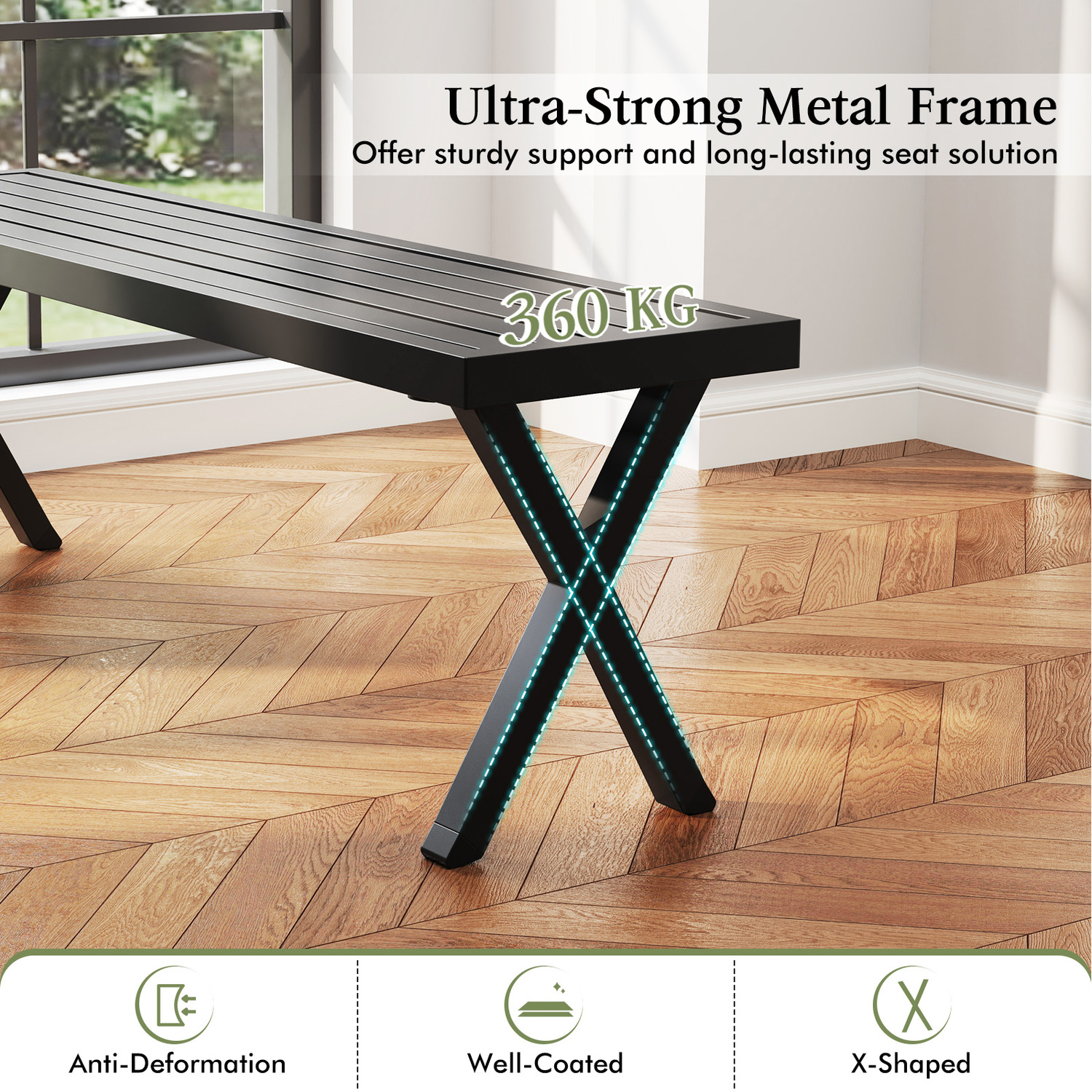 Outdoor Backless Loveseat Bench - Black