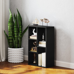 HOMCOM 2 Tier Bookshelf with 5 Open Storage Compartments