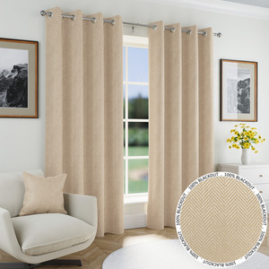 Chester Herringbone Jacquard Blackout Eyelet Curtains