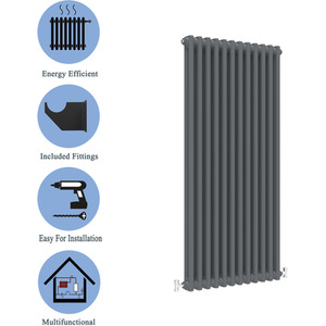Anthracite / 150cm / 56cm Vertical Traditional Cast Iron Style Radiator 1500-1800mm 2 Column Anthracite shot 8210184