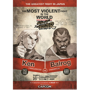 Street Fighter Limited Edition A3 Art Print Ken vs Balrog