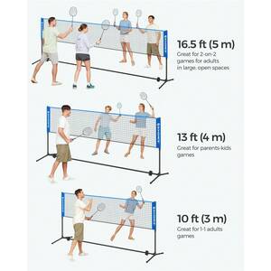 SONGMICS 3 m Badminton Net with Height-Adjustable Poles
