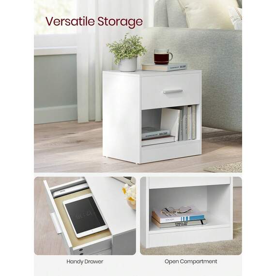 VASAGLE Bedside Table, Side Table with Drawer, Handle