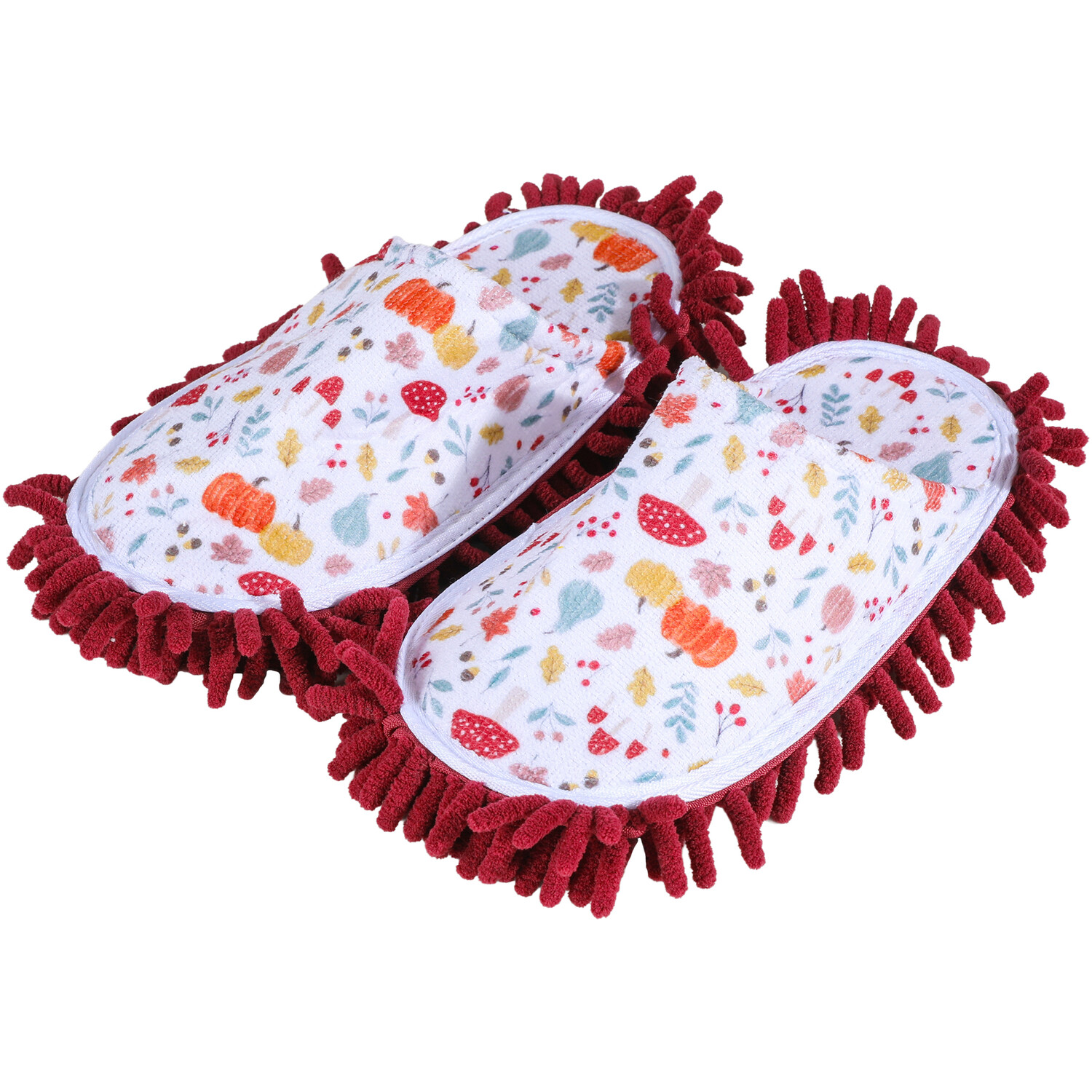 Image of Autumn Pumpkin Chenille Slippers - White&hellip;