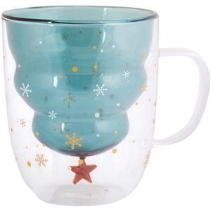 Christmas Tree Double Wall Glass Mug