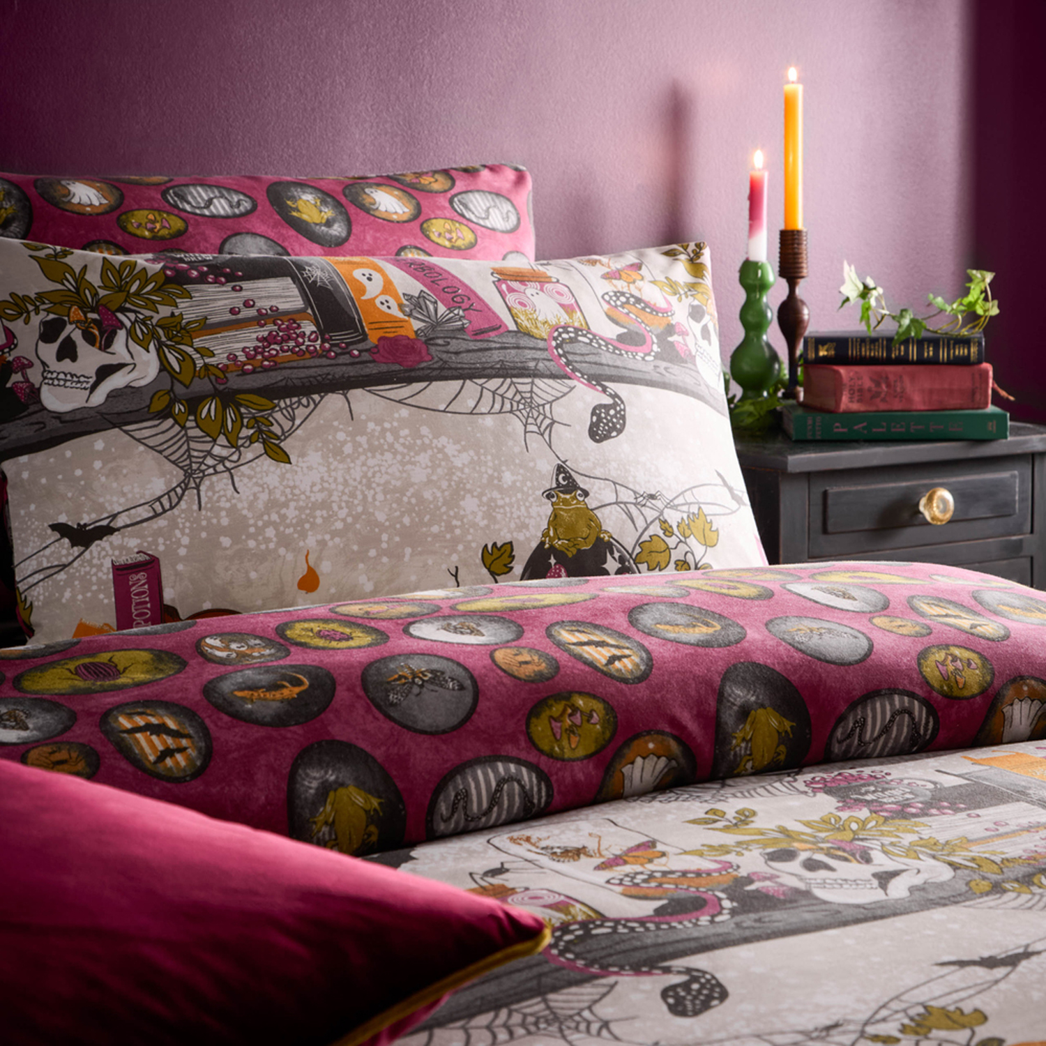 Witchy Tales Printed Reversible Duvet Cover Set Double - Multicoloured