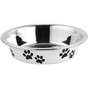 Small Stainless Steel Pawprint Pet Bowl