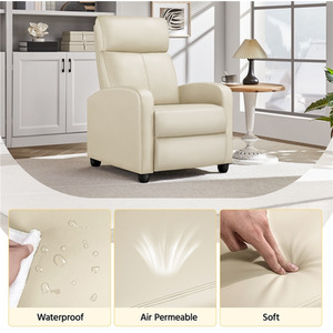 Beige / PU Leather, Composite Board, Foam, Iron Yaheetech Upholstered Armchair Recliner Chair shot 10316004