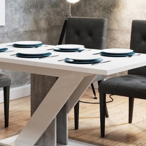 PHD FURNITURE MAVEA EXTENDABLE TABLE, WHITE GLOSS