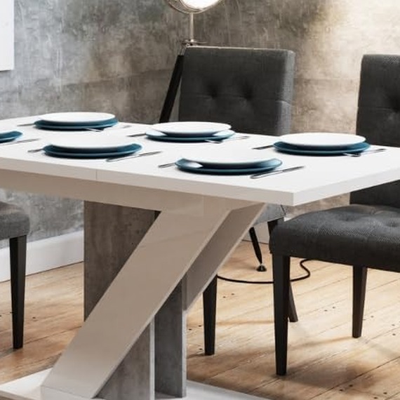 PHD FURNITURE MAVEA EXTENDABLE TABLE, WHITE GLOSS