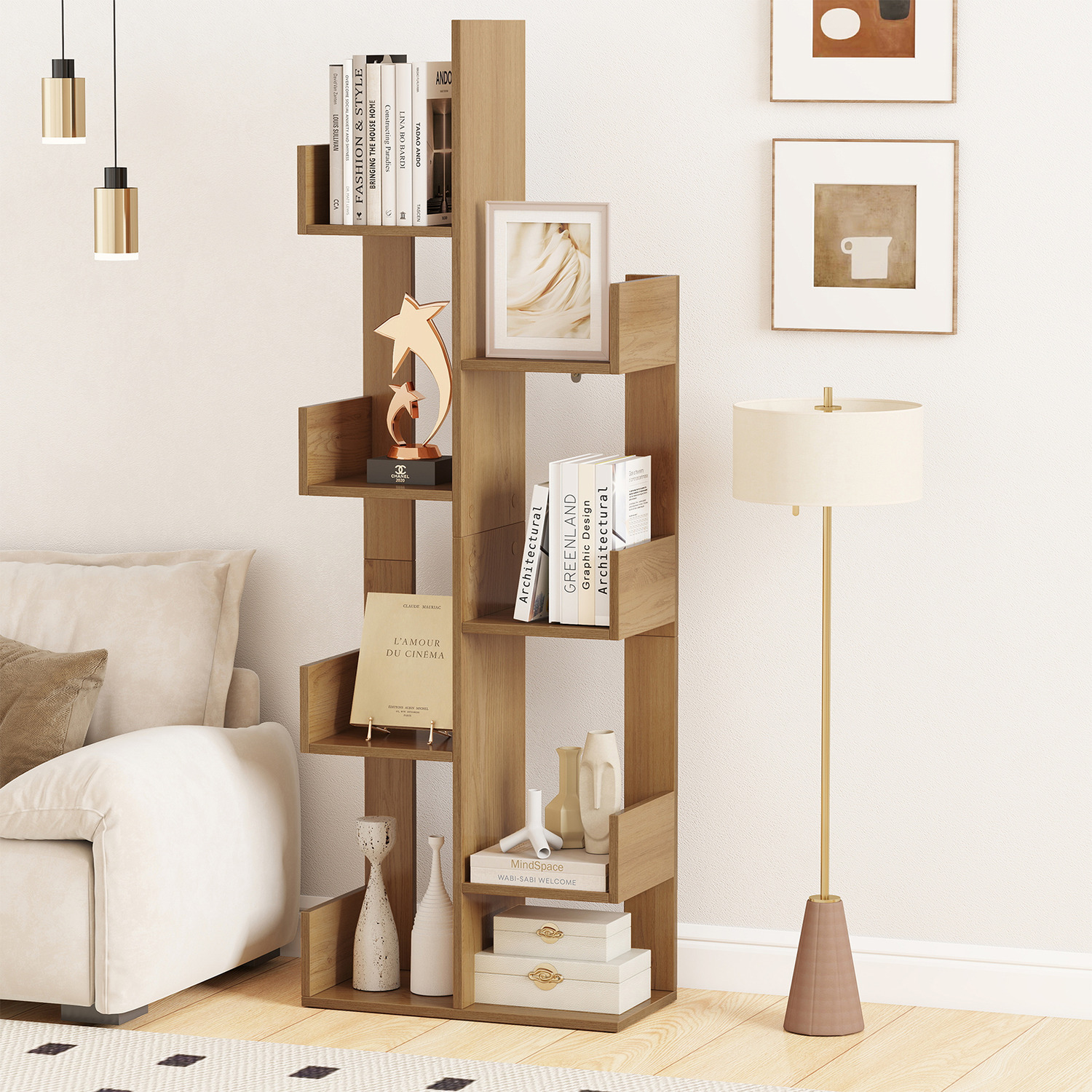 Detjer Book Rack 8-Tier Tree Bookshelf Book Display Rack