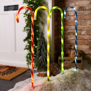 4 Piece Candy Cane Stake Lights