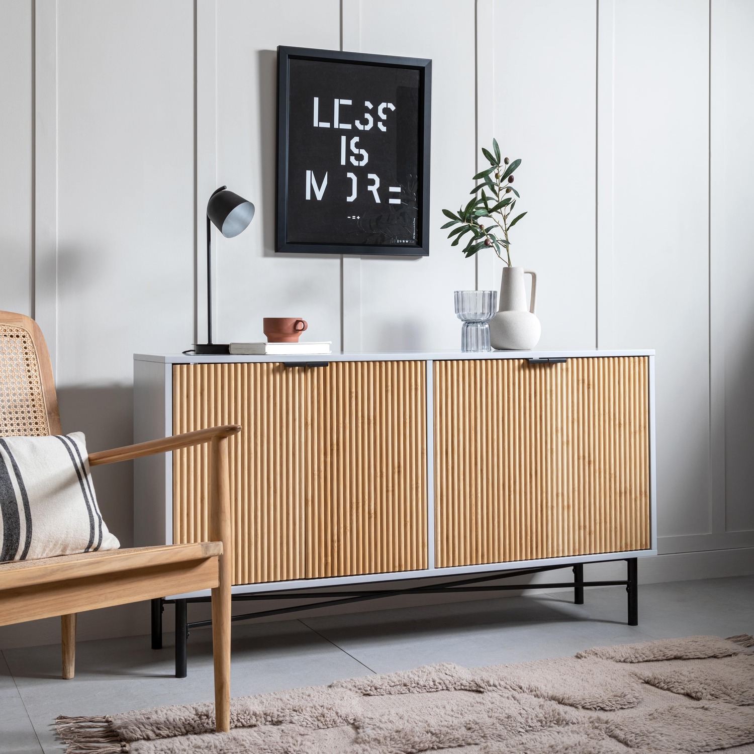 Large Rokstorp Sideboard With Bamboo Style Doors - Grey