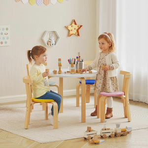 AIYAPLAY 5 Piece Kids Table and Chairs Set Wooden for 3-8 Years