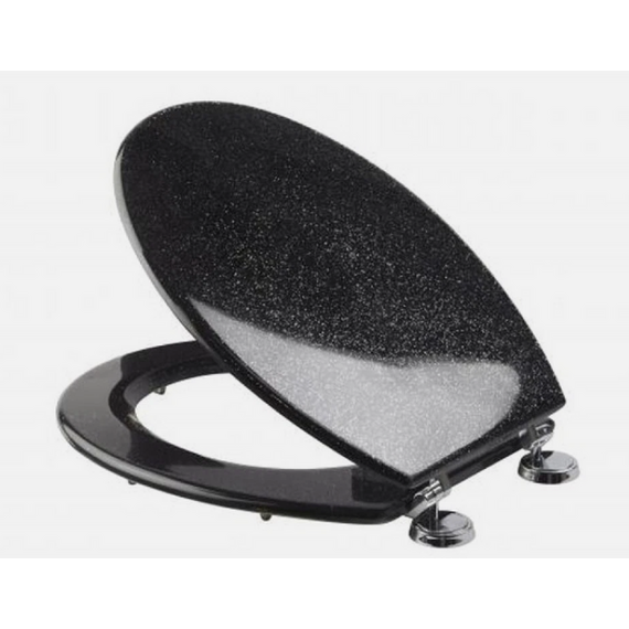  Black Glitter Toilet Seat with Hinges