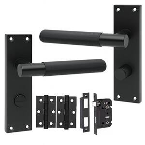 Victorian T-Bar Linear Bathroom Lock Door Handles with Ball Bearing Hinges