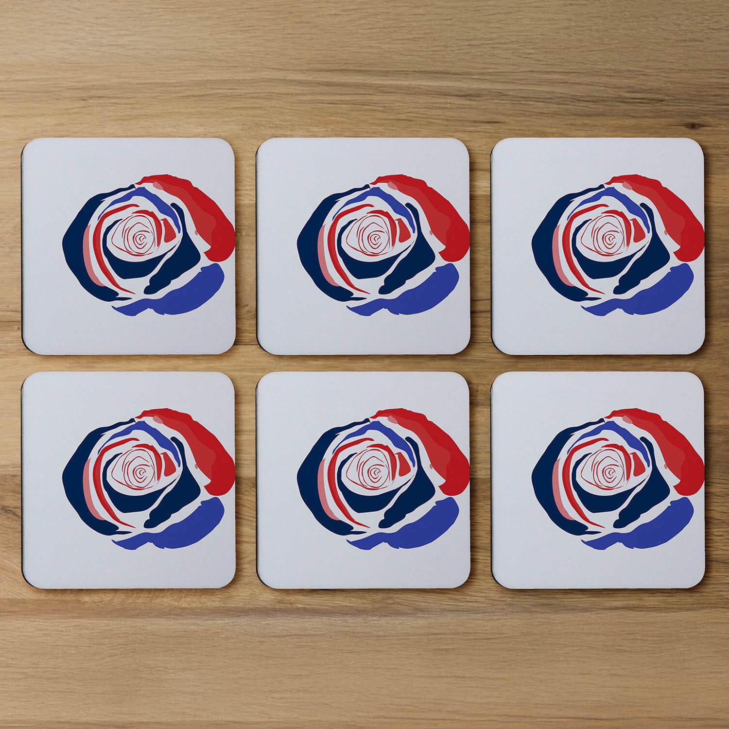 Red  Blue Rose Coaster - Red