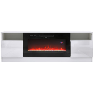 Recessed Electric Fireplace TV Stand with Storage