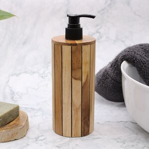 Natural Teakwood Soap Dispenser Round
