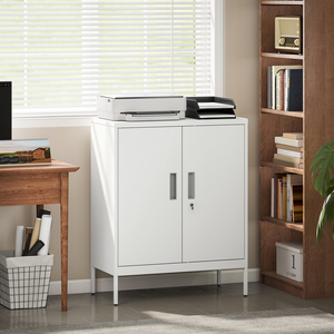 HOMCOM Metal Storage Cabinet with Lock Adjustable Shelves